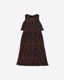 Printed Pleated Twofer A-line Dress