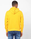 Brand Print Zip-Front Hoodie with Split Kangaroo