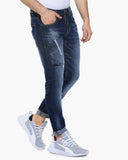 Lightly Washed Distressed Slim Fit Jeans