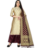 Embellished Print Unstitched Dress Material with Dupatta