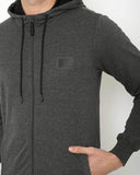 Heathered Zip-Front Hoodie with Insert Pockets