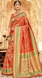 Indian Designer Orange Colour Silk Saree