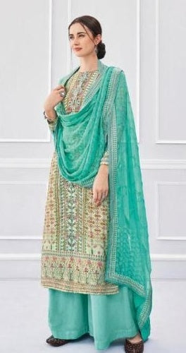 Dark Blue Colour Digital Printed Plazzo Suit