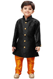 Club Factory Black & Orange Colour Beautiful Kid's Wear Sherwani