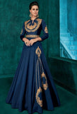 Dark Blue Colour Floor Length Embroidered Party Wear Gown