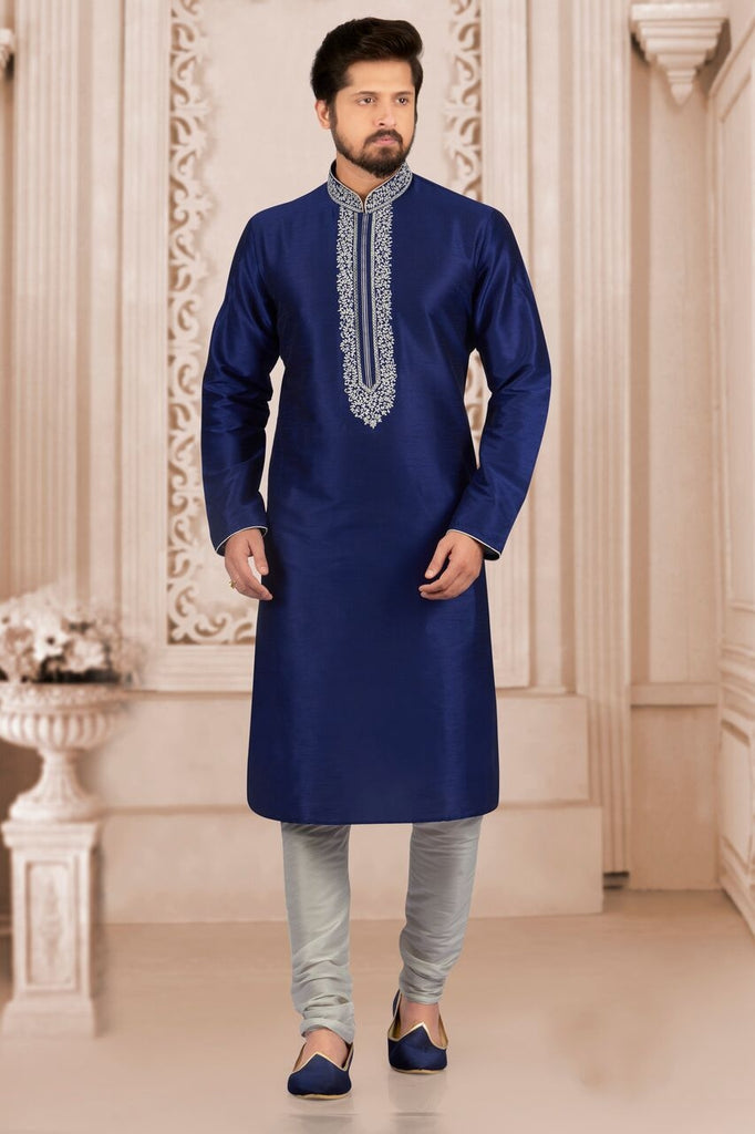 dark Blue & Gray Colour Readymade sherwani