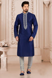 dark Blue & Gray Colour Readymade sherwani