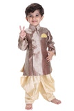 Gold & Gold Colour Kid's Wear Dhoti Style Sherwani