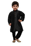 Black Colour Cotton Silk Kid's Wear Kurta Pyjama