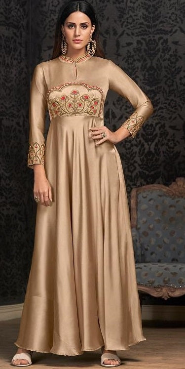 Light Yellow Colour Floor Length Heavy Work Party Wear Gown