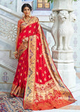 Red Indian Festival Wear Silk Saree