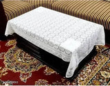 Creme Hole Design Beautiful  floral 4 seater Net Material Center table Cover 40x60 Inches