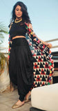 Style Black Colour Dhoti Top With Printed Jacket