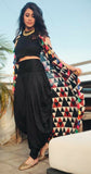 style Black Colour Dhoti Top With Printed Jacket