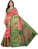 Self Design Banarasi Silk Blend, Cotton Blend Saree  (Pink)