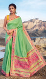 Glossy Indian Printed Silk Saree