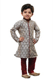 Gray & Maroon Colour Readymade Kid's Wear Kurta Pyjama