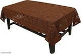 Creme Hole Design Beautiful  floral 4 seater Net Material Center table Cover 40x60 Inches