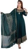 Women Printed Rayon Anarkali Kurta  (Dark Green, Gold)