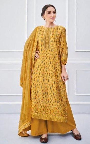 Mustard Yellow Colour Digital Printed Plazzo Suit