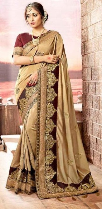 Golden Colour Festival Wear Saree