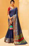 Navy Blue Heavy Silk Saree