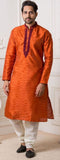 Nice Orange & White Silk Kurta Pajama