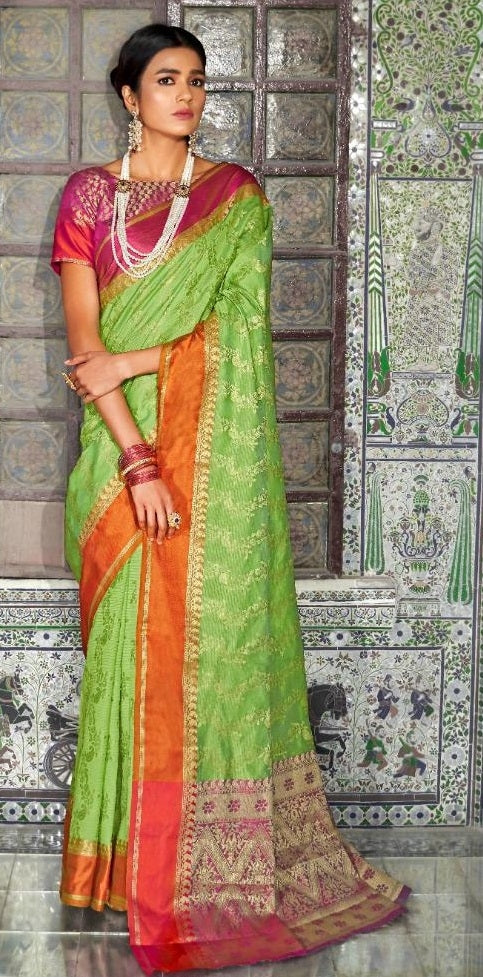 Green Colour Festival Wear Handloom Silk Saree