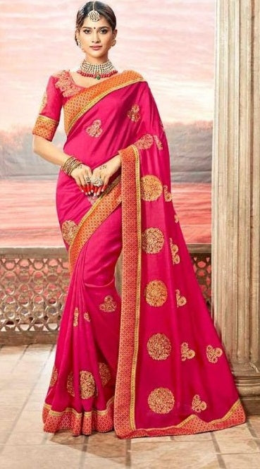 Dark Pink Colour Festival Wear Silk saree
