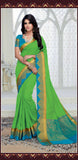 Parrot Green & Sky Blue Colour Silk Saree