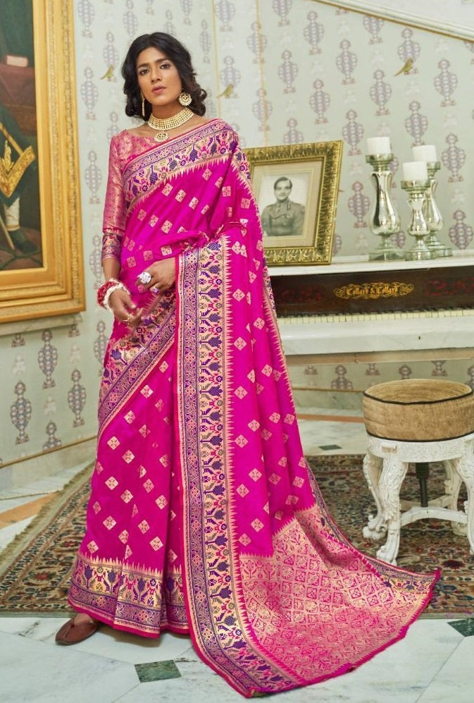Light Pink Colour Heavy Wedding Wear Saree