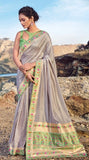 Gray Saree With Fancy Blouse