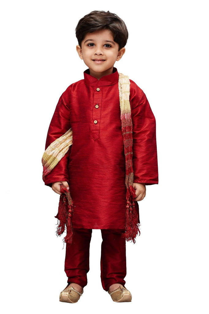 Maroon Colour Kid's Wear Readymade Kurta Pyjama