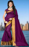 Maroon Cotton Silk Solid Saree With Blouse